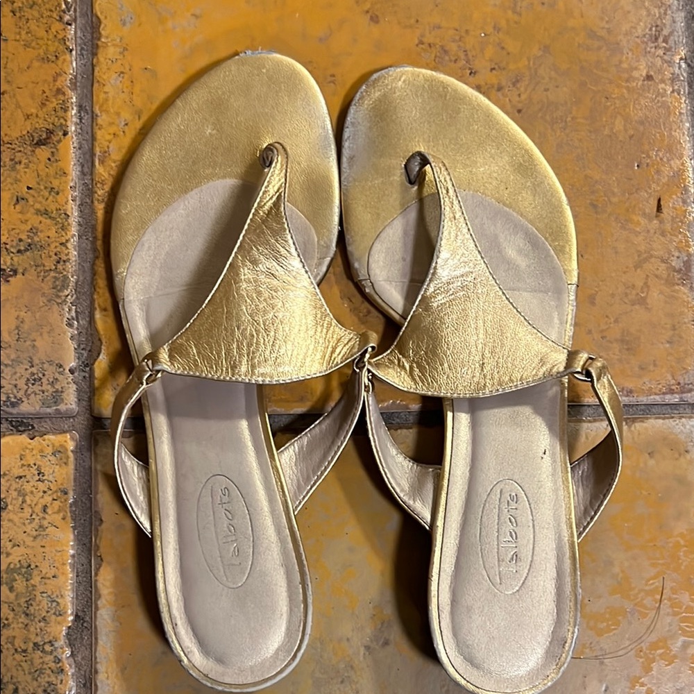 Talbots Gold Sandals Elegant Thong-Style